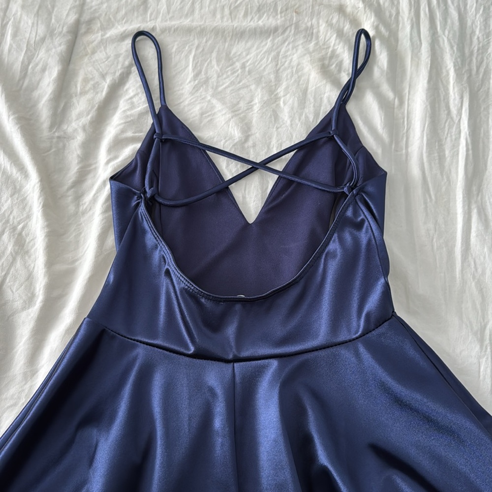 Midnight Blue Satin Dress - Picture 2 of 3